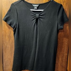 Women Black Key Hole Short Sleeve Top Small Liz Claiborne Career